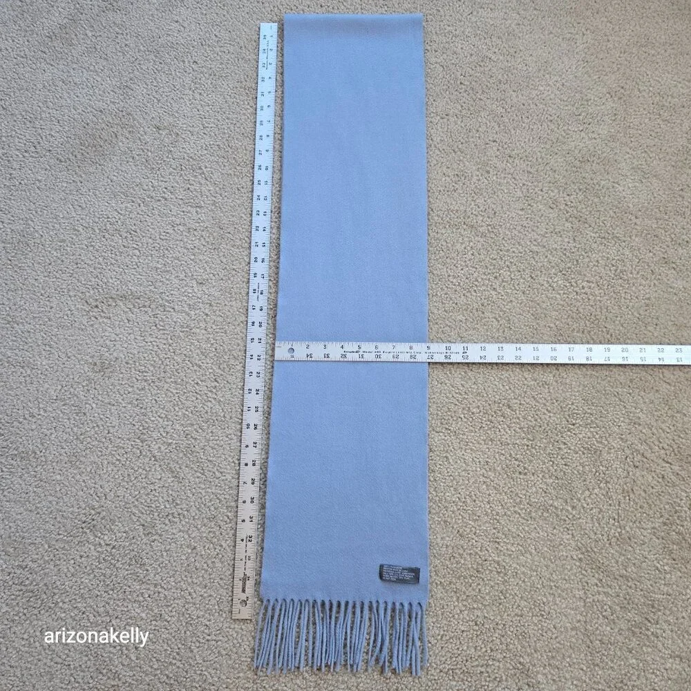 Blue Cashmere Fringe Scarf Sky Blue Baby Blue Pastel